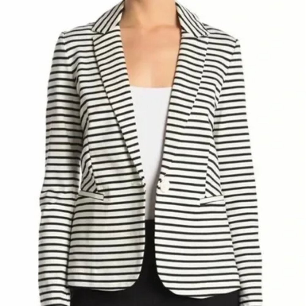 Philosophy Black & White Striped Single-Button Blazer Size S
